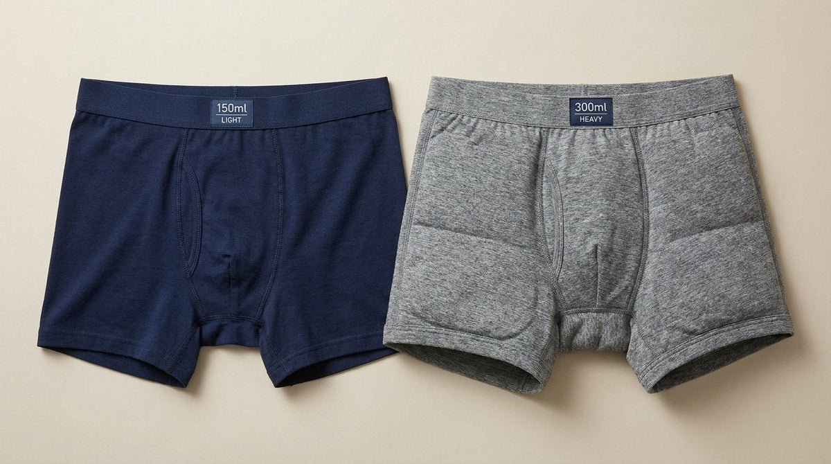 Confronto boxer assorbente 150ml e 300ml: differenze visibili