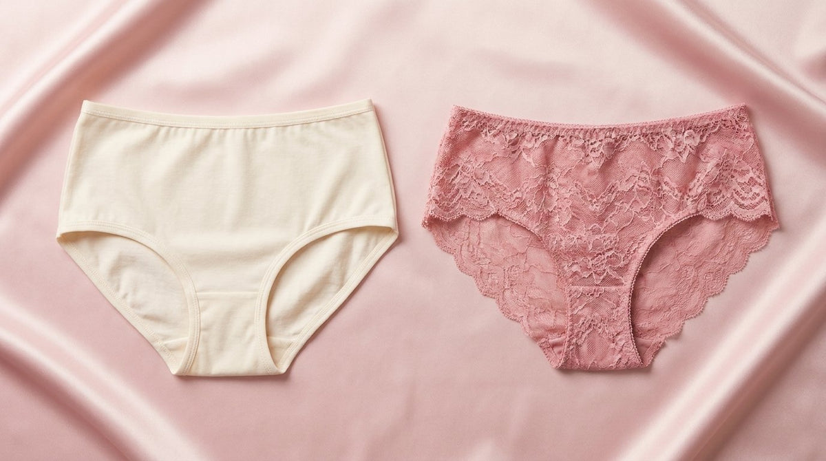 Culotte classica e culotte in pizzo Orykas affiancate: eleganza e protezione