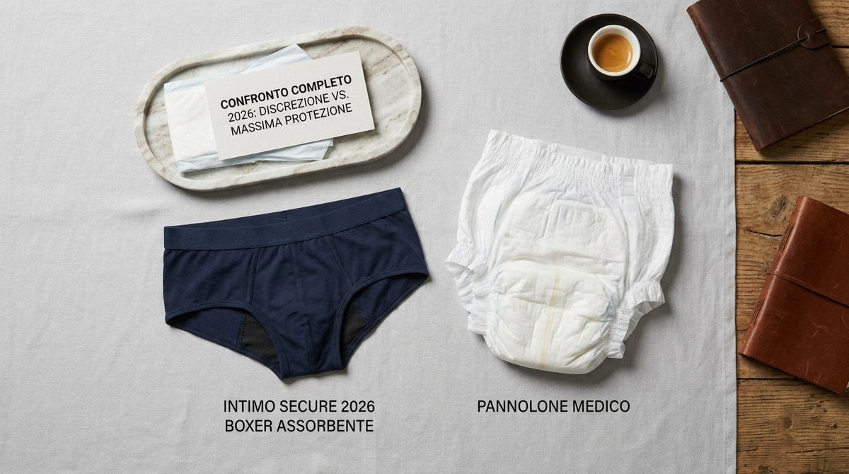 Boxer assorbenti vs pannoloni maschili: confronto completo 2026