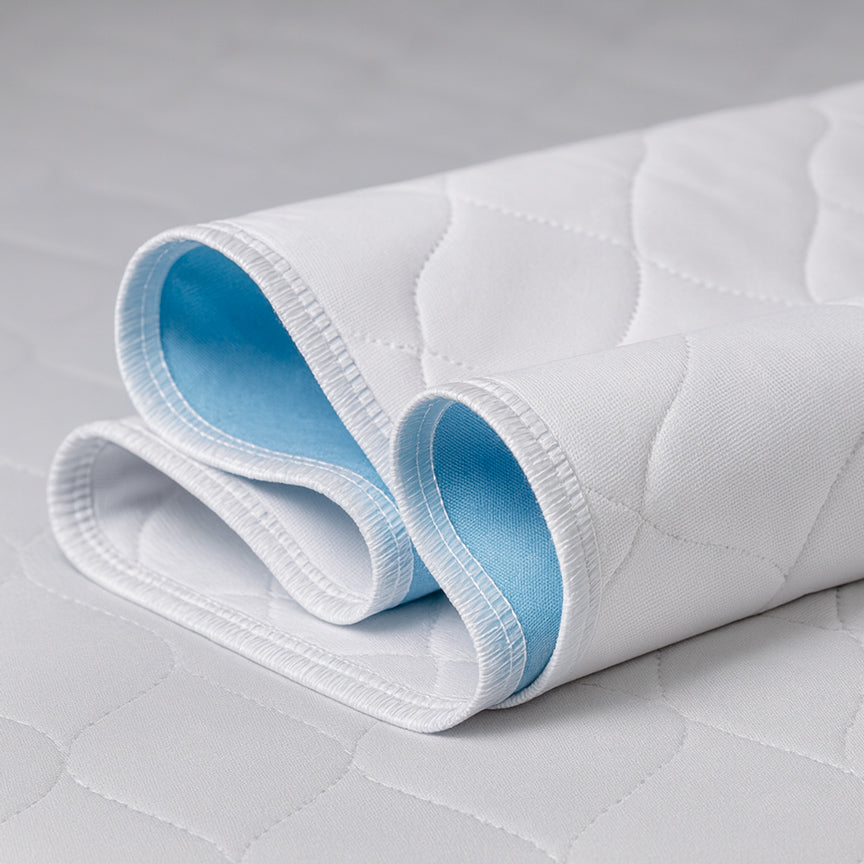 Traversa lavabile Orykas ultra assorbente per letto, vista posteriore, protezione materasso incontinenza fino a 1L di