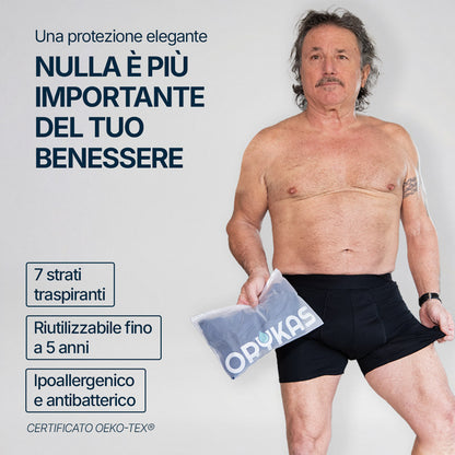 Pacchetto Orykas boxer e slip per incontinenza, dettaglio del tessuto — mutande assorbenti lavabili in bambù e accessori