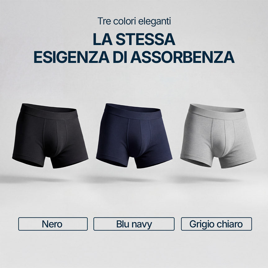 Pacchetto Orykas boxer e slip per incontinenza, primo piano zona assorbente — mutande assorbenti lavabili in bambù e