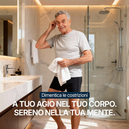 Pacchetto Orykas boxer e slip per incontinenza, vista laterale — mutande assorbenti lavabili in bambù e accessori pratici.
