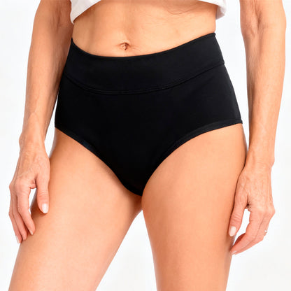 Set 3 culotte Orykas vita media per incontinenza femminile, vista frontale — mutande assorbenti lavabili.