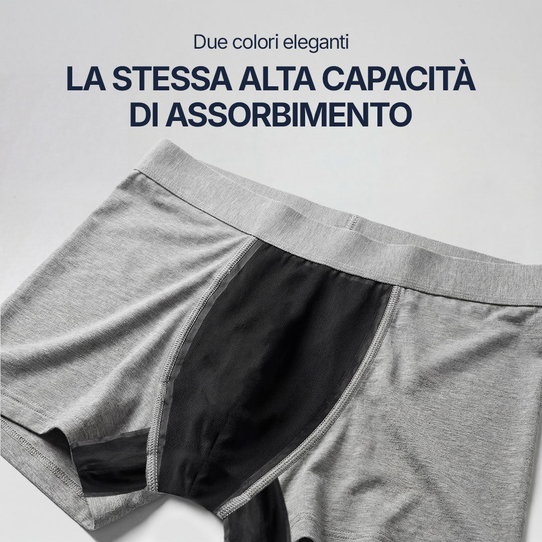 Boxer Orykas ultra assorbente per incontinenza maschile, confezione e imballaggio, lavabile in bambù – protezione perdite