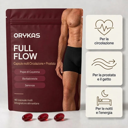 Orykas Full Flow Uomo, capsule molli circolazione e prostata, 90 capsule molli
