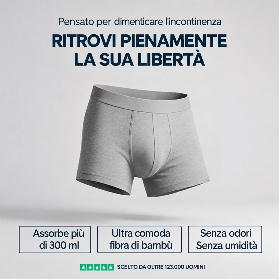 Set di 3 boxer grigi ultra assorbenti