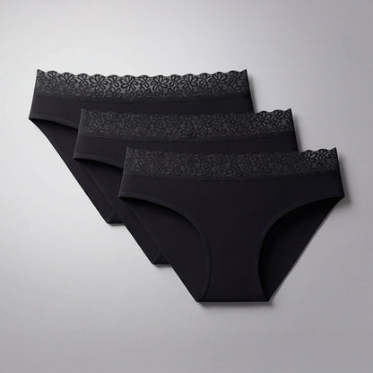 Pack da 3 culotte per incontinenza con pizzo alto