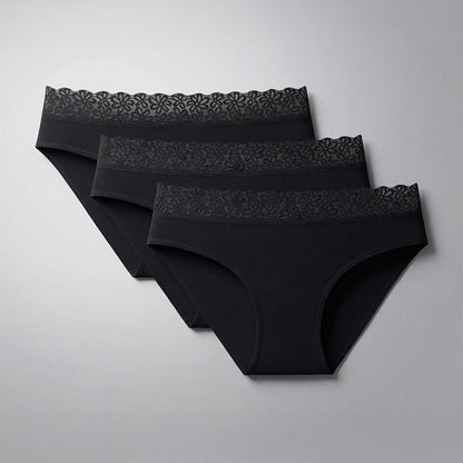 Pack da 3 culotte per incontinenza con pizzo alto